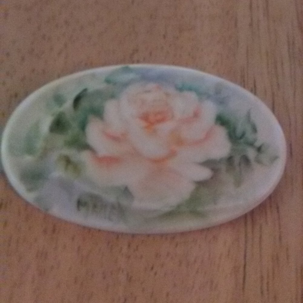 Handpainted Ceramic Floral Pin